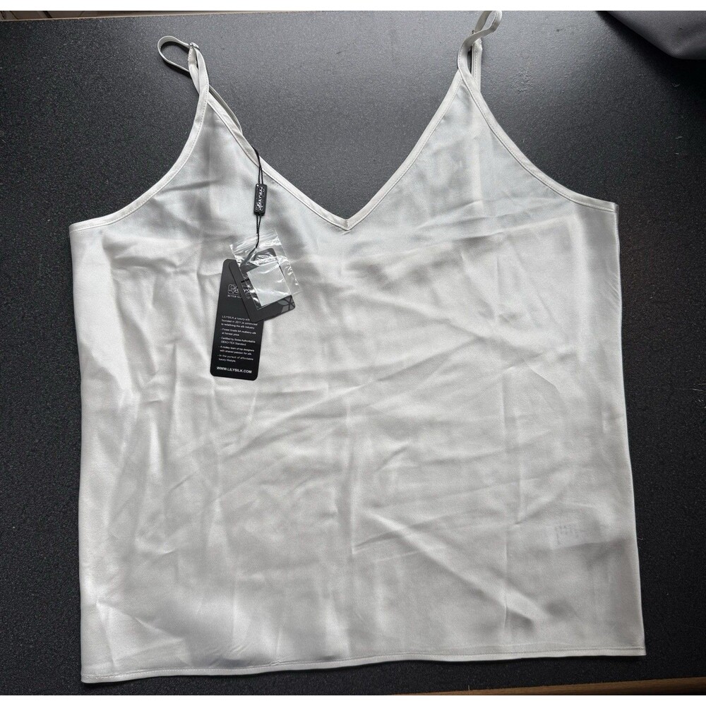 NWT Lilysilk White Silk Camisole M New With Tags Cami Tank Top Layering